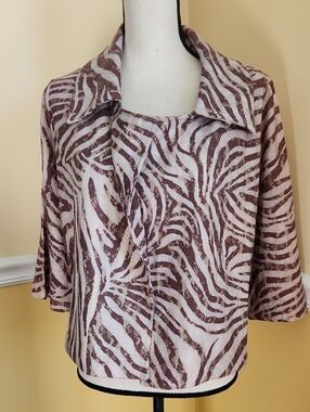 Chico's Zebra Lace Zee Cardigan Sweater Neutral Combo NWT Size 1 Medium
